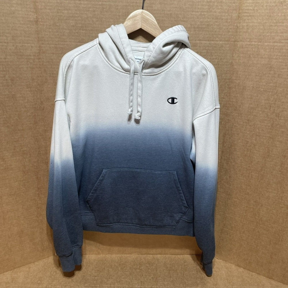 Champion Hoodie Sweatshirt, Small, Two Tone Blue And White, Logo